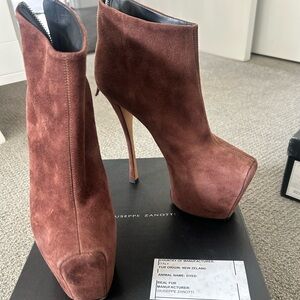 Giuseppe Zanotti Chestnut Suede Heeled Boots